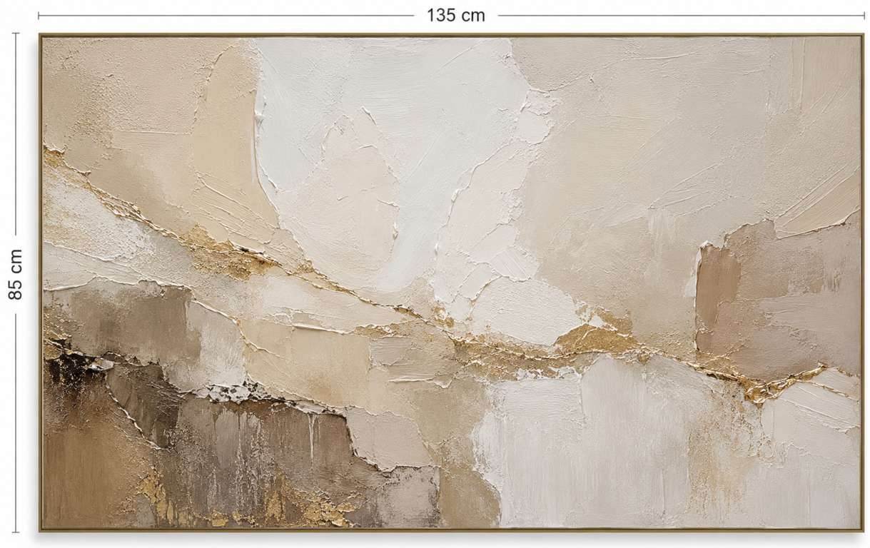 Gilded Stillness | Large Neutral Textured Abstract Landscape Painting - Image 2