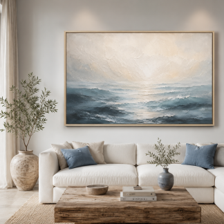 Ocean Whisper | Large Textured Ocean Wave Painting