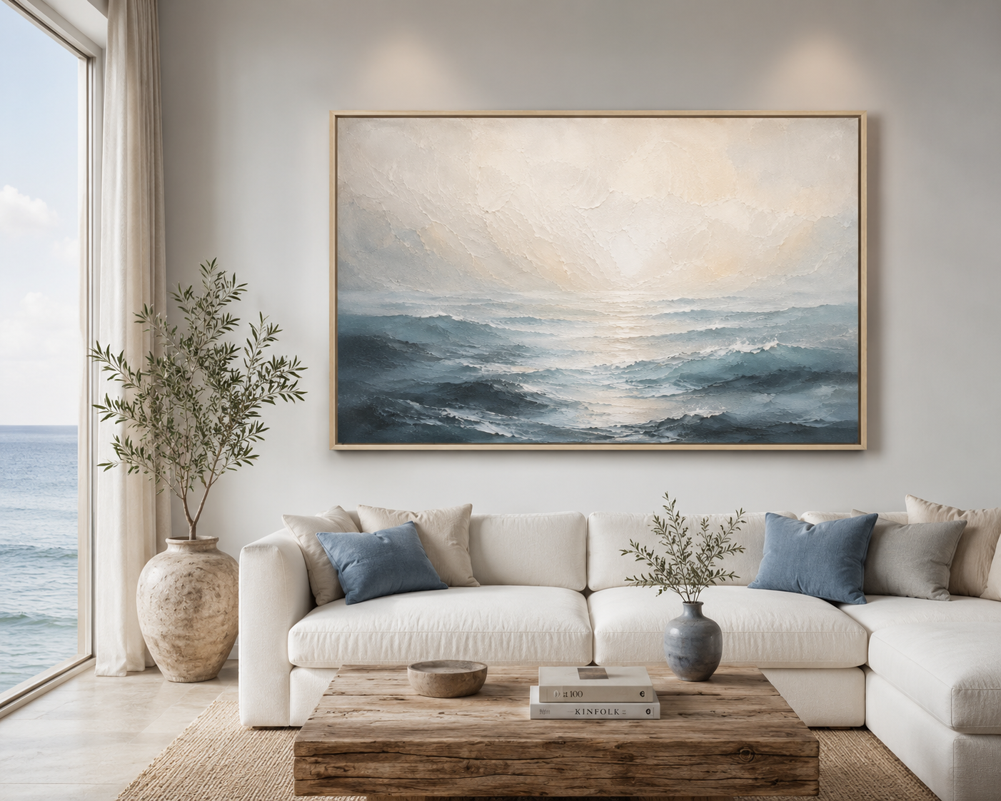 Ocean Whisper | Large Textured Ocean Wave Painting