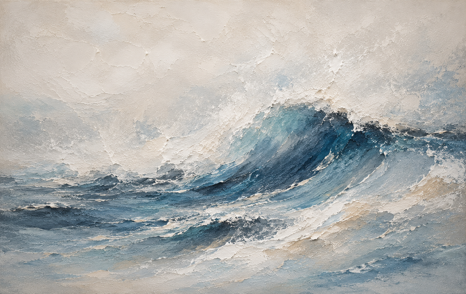 Quiet Tide | Large Textured Ocean Wave Painting