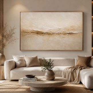 Silent Horizon | Large Neutral Textured Abstract Landscape Painting