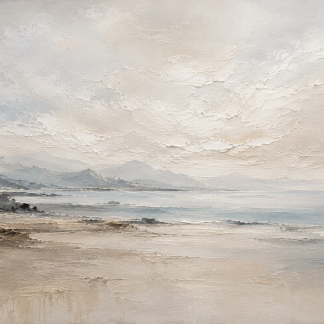 The Quiet Coast | Large Textured Coastal Landscape Painting