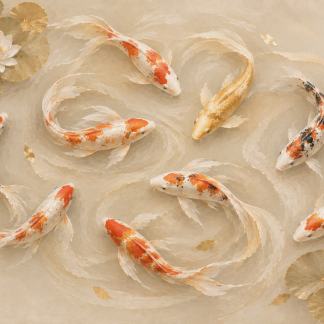 Koi Reverie | Large Textured Koi Fish Painting