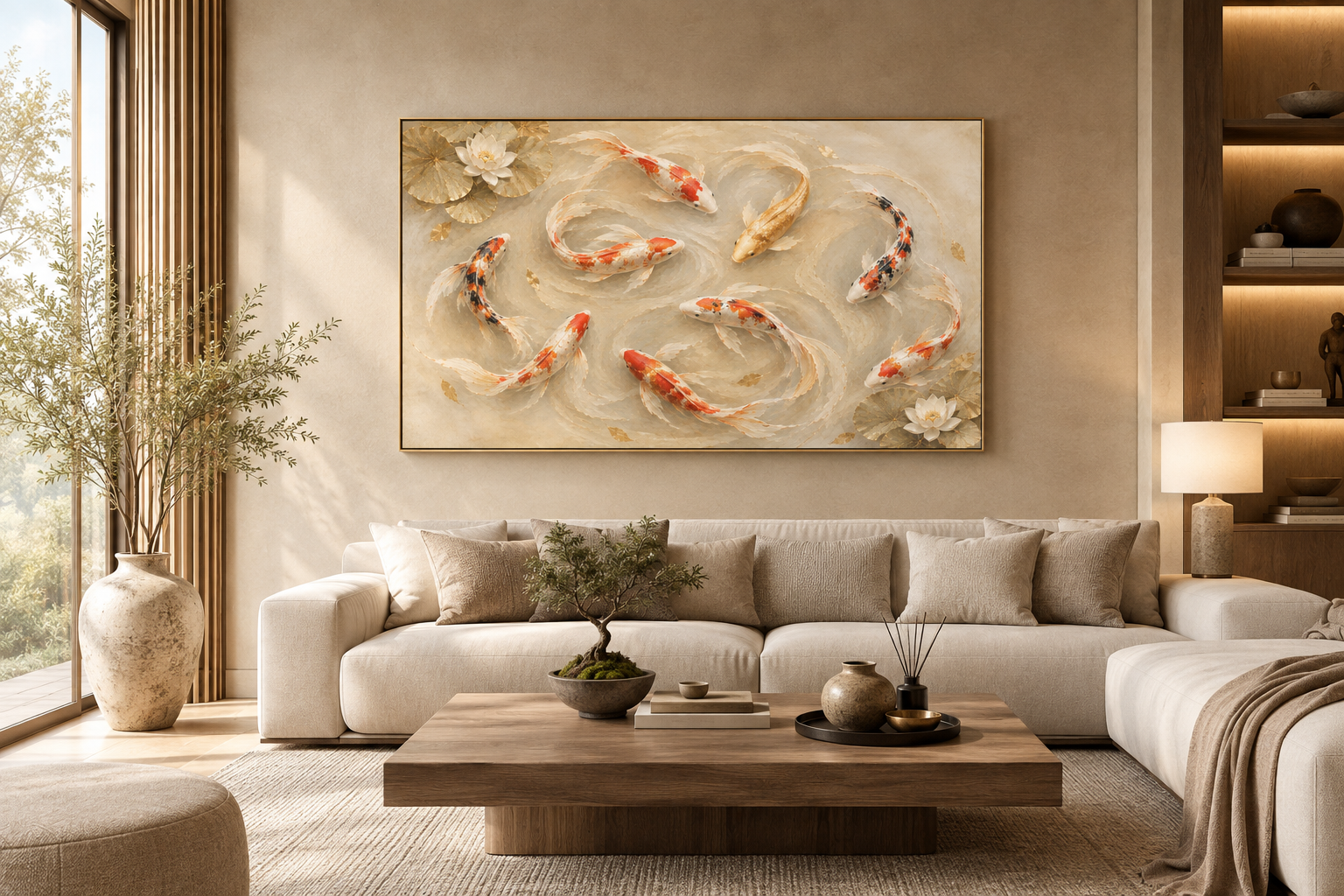Koi Reverie | Large Textured Koi Fish Painting - Image 3