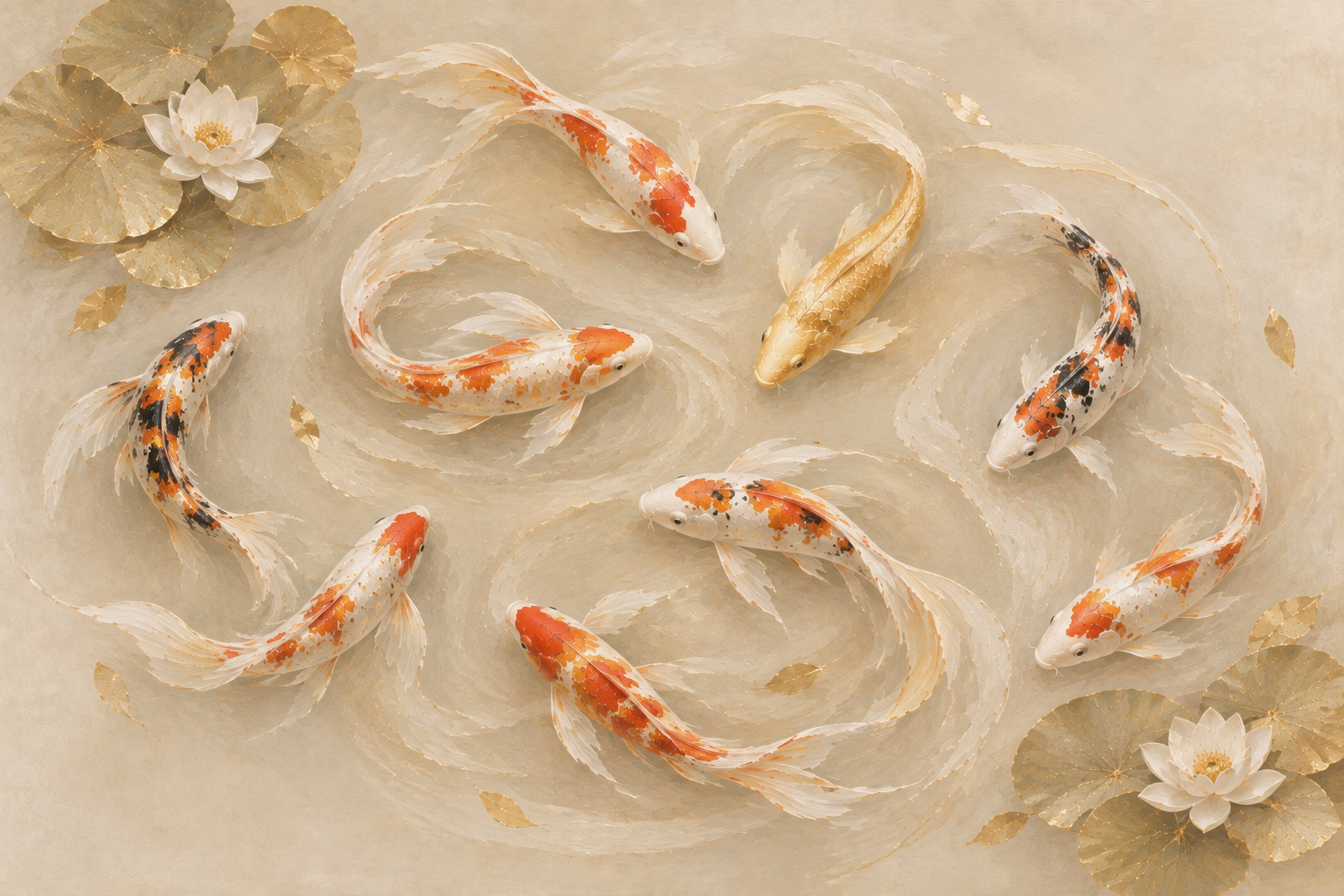 Koi Reverie | Large Textured Koi Fish Painting