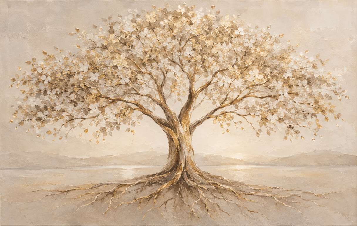 Roots of Light | Large Gold Tree of Life Painting