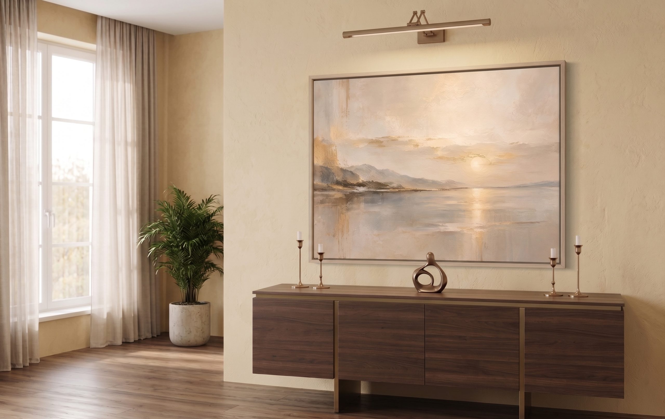 Light Upon Water | Large Neutral Abstract Seascape Painting - Image 3