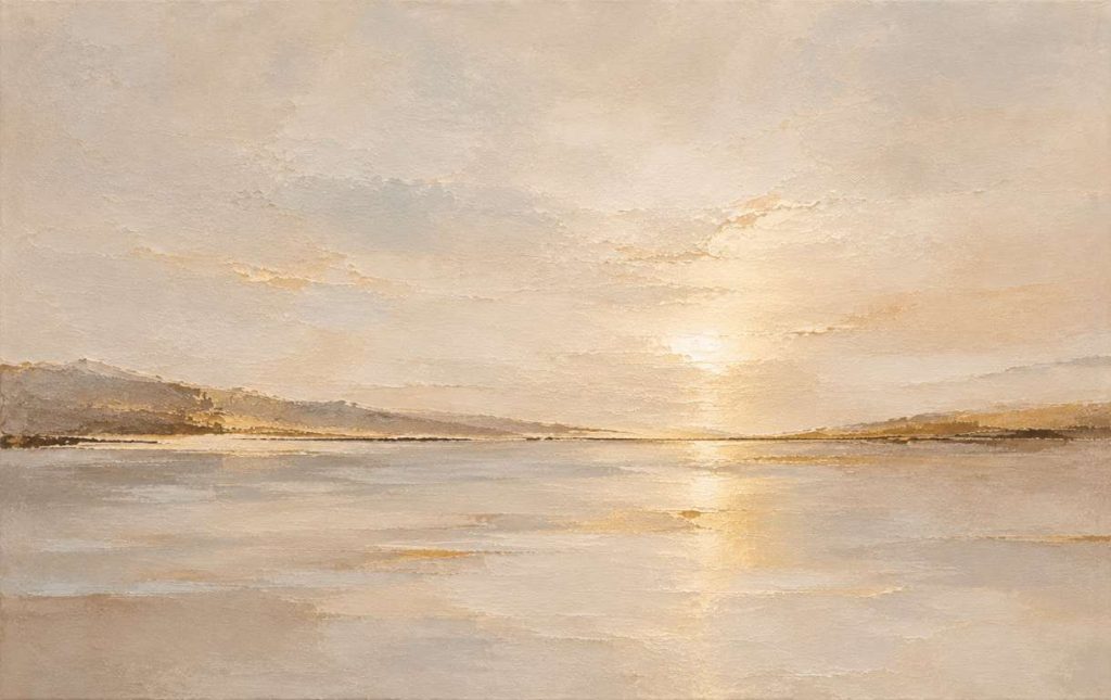 Stillwater Glow | Large Neutral Abstract Seascape Painting