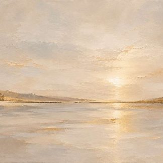 Stillwater Glow | Large Neutral Abstract Seascape Painting