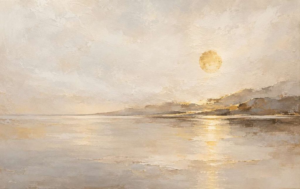 Golden Reach | Large Neutral Abstract Seascape Painting