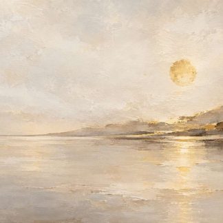 Golden Reach | Large Neutral Abstract Seascape Painting